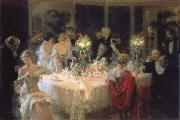 Jules-Alexandre Grun The end of the supper oil painting